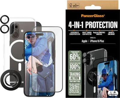 Produktbild von PanzerGlass ® 4-in-1 Schutz Set iPhone 16 Plus, Apple, Apple - iPhone 16 Plus, Trockene Anwendung, Kratzresistent, Schockresistent, Transparent, 1 Stück(e)