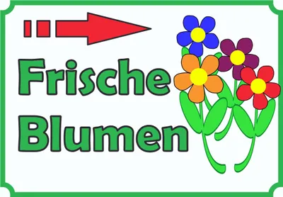 Produktbild von Verkaufsschild Schild Blumen rechts A1 Rückseite selbstklebend