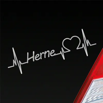 Produktbild von Auto Aufkleber Herne Herz Herzschlag 19x6 cm Silber Sticker Heckscheibenaufkleber