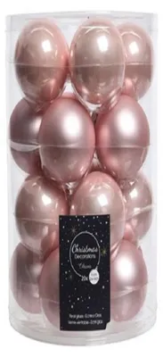 Zdjęcie produktu dla Bombki świąteczne szklane 6cm x 20 sztuk - pudrowy róż