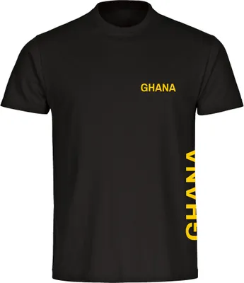 Produktbild von multifanshop Kinder T-Shirt - Ghana - Brust & Seite, schwarz, Größe 152
