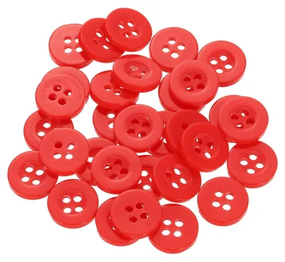 30 Nähknöpfe, 18L, 11,5 mm, rot, 4-Loch, Harz