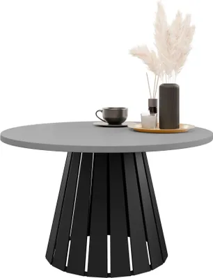 Produktbild von MIRJAN24 Couchtisch Circolo, Wohnzimmer Kaffeetisch, Beine und Seiten aus Stahl (Farbe: Schwarz / Hellgrau)