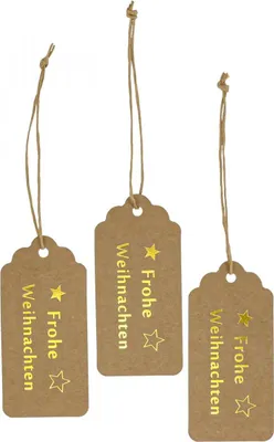 Produktbild von Weihnachtsanhänger Frohe Weihnachten Geschenkdekoration Papierkordel, 100 Stück