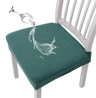 Productafbeelding van Jacquard stoelhoes, waterdicht, voor de eetkamer, donkergroen, set van 4 stuks
