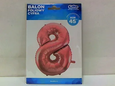 Zdjęcie produktu dla Balonik foliowy w kształcie cyfry 8, różowy, 92 cm ()