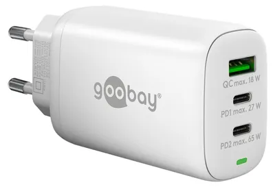 Immagine prodotto di Caricabatterie rapido Goobay 2x USB-C 1x USB-A (65W) Bianco