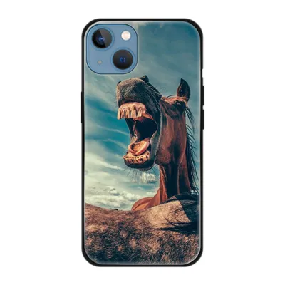 Produktbild von König Design Hülle kompatibel mit Apple iPhone 13 Kunststoff Soft Handyhülle - Handy Case Lustiges Pferd
