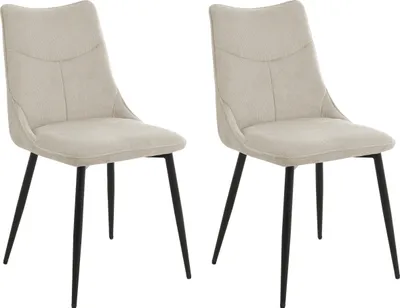 Produktbild von byLIVING Esszimmerstuhl 2er Set CARLO / Webstoff taupe / Gestell Metall schwarz / Küchenstuhl / B 59, H 88, T 47 cm