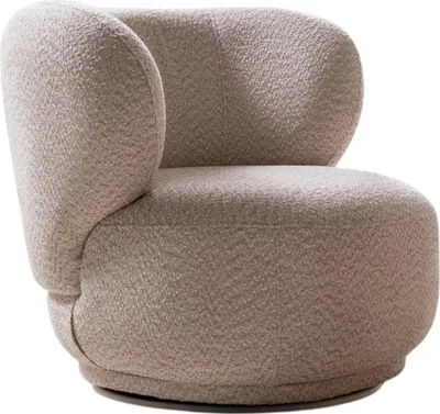 Immagine prodotto di Moderna poltrona beige in tessuto con struttura in legno