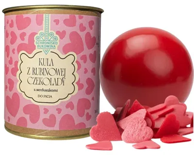 Produktbild von Rubinrote Schokoladenkugel mit Trinkherzen 45g - Schronisko Bukowina