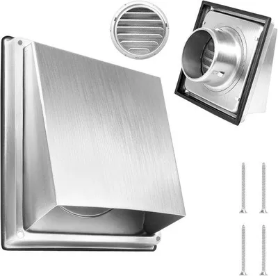 Productafbeelding van Ventilatierooster 125 mm RVS met Insectenhor voor Buitenafvoer