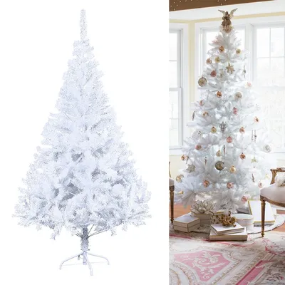 Image de VINGO Arbre de Noël artificiel, Sapin de Noël, Tronc blanc, Matériau PVC, y compris support en bois, 210cm Arbre de Noël,Xmas Deko