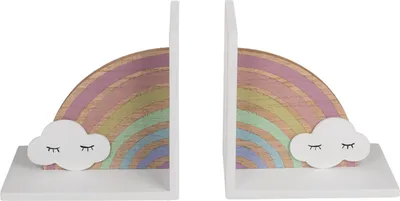 Produktbild von Regenbogen mit Wolke Buchstützen aus Holz im 2er Set