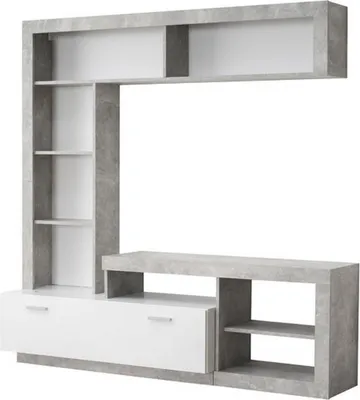 Immagine prodotto di Dmora Parete Attrezzata Moggio 171x42x171h cm Bianco, 7 Ripiani Un'anta