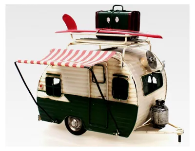 Produktbild von Metallwohnwagen grün mit Rahmen und Spardose Camper Auto Oldtimer Nostalgie
