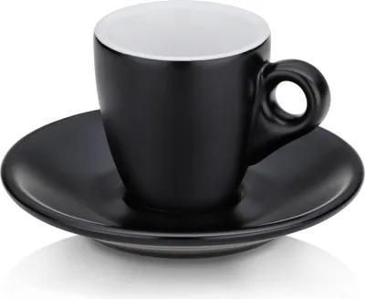 Produktbild von Kela Mattia Espressotassen mit Untertassen, 2 Stück, Keramik, 0,05 l, Durchm. 12 x 6,5 cm, schwarz