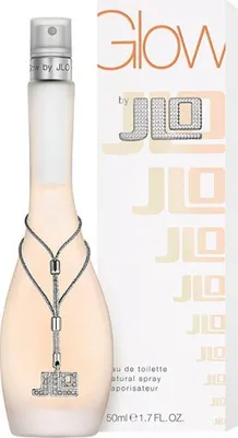 A bottle of Jennifer Lopez Glow perfume and its packaging.
