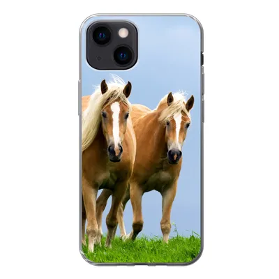 Produktbild von MuchoWow® Handyhülle Schutzhülle Hülle für iPhone 13 mini Pferde - Gras - Luft Silikon Softcase Handy Hülle - Softcase