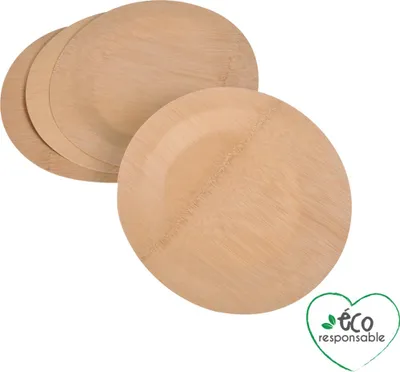 Image de Set de 4 assiettes plates en bambou