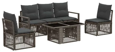 Produktbild von vidaXL Gartensofa-set 6 stk. Grau und Dunkelgrau Poly-Rattan