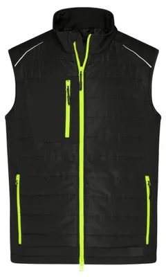 Produktbild von James and Nicholson - "Hybrid" Weste für Herren LT2566 (4XL) (Schwarz/Neon-Gelb)