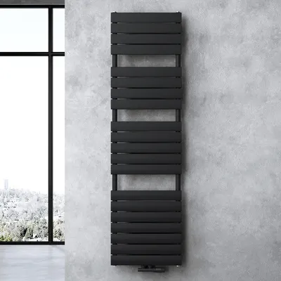 Image de doporro Radiateur de Salle de Bain Sèche-Serviette 180x60cm Radiateur à Eau Chaude Vertical Gris-Noir Sèche-serviettes de Salle de Bains