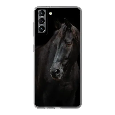 Produktbild von MuchoWow® Handyhülle Schutzhülle Hülle für Samsung Galaxy S21 Plus Pferd - Leicht - Schwarz Silikon Softcase Handy Hülle - Handy-Tasche