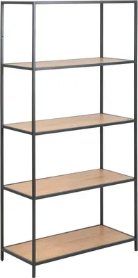Produktbild von Sea Bücherregal mit 3 Ablagen in Wildeiche Nachbildung und schwarzen Metallgestell.