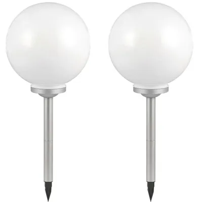 Produktbild von 2er Set Solarkugel, Erdspieß, weiß silber, H 70 cm