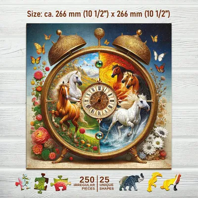 Produktbild von Wooden.City Holzpuzzle Uhrpferde mit Figuren 250 Teile