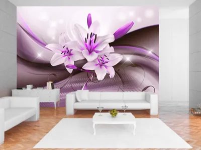 Produktbild von Vlies Fototapete Blumen Lilien 350x256 cm Tapeten Wandtapete XXL Blitz Abstrakt Lila b-A-0250-a-c