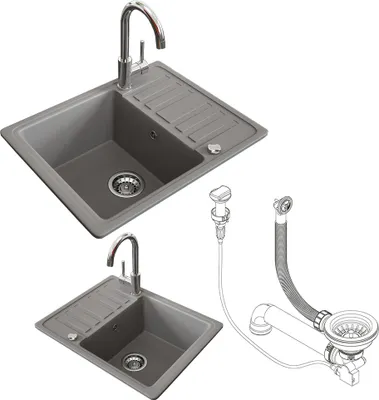 Obrázek produktu pro Umyvadlo Bergström  Beton 57.5 x 46 cm s místem na sušení, Model 29492