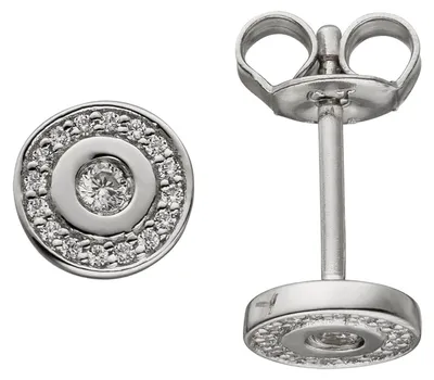 Produktbild von Ohrstecker mit 34 Zirkonia weiß Ø 6,5mm 925 Silber rhodiniert Ohrringe rund