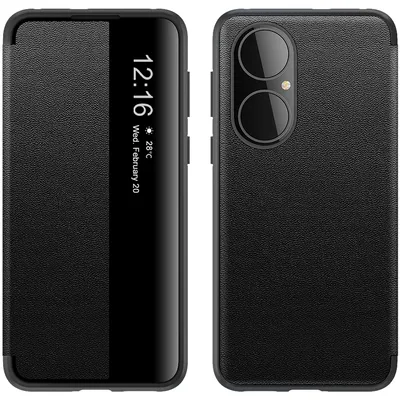 Immagine prodotto di Custodia per Huawei P50 Pro sottile custodia in Finto cuoio con finestra di visualizzazione nero