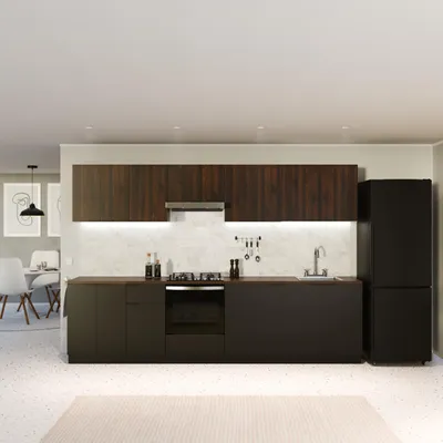 Küchenoberschrank für Dunstabzugshaube 60 cm, Schwarz-Nussbaum