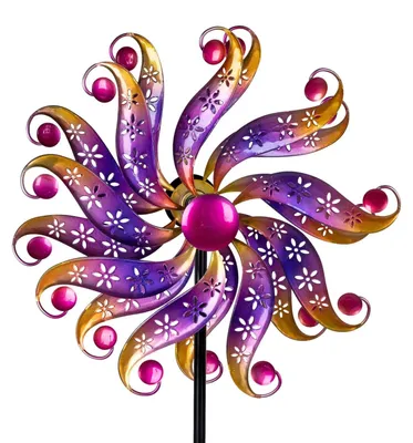 Immagine prodotto di Mulino a vento da giardino in metallo, colorato, altezza 122 cm