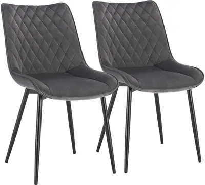 Produktbild von WOLTU Esszimmerstühle 2er-Set Küchenstuhl Polsterstuhl Sitzfläche aus Samt, Metallbeine, Dunkelgrau