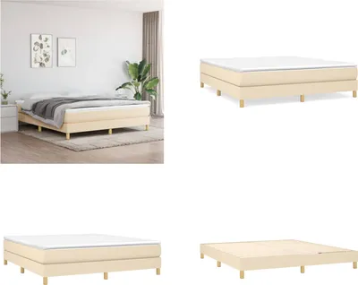 Produktbild von vidaXL Boxspringbett Creme 180x200 cm Stoff - Boxspringbett - Boxspringbetten - Bett - Schlafzimmermöbel