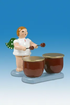 Produktbild von Holzfigur Engel mit Kesselpauke ohne Krone Höhe 6cm NEU