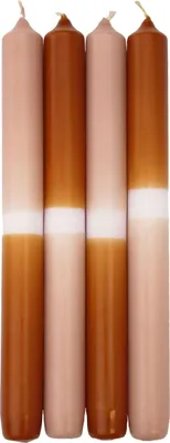 Produktbild von INNA-Glas Dip Dye Stabkerzen LISSITA, 4 Stück, lachs-cognac, 25cm, Ø2,3cm, 11h - Tafelkerze