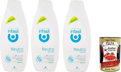Produktbild von Infasil Duschgel, neutral, sanft, klinisch getestet und hautfreundlich, Schaumbad 3x 500 ml + Italian Gourmet polpa 400g