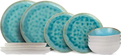 Produktbild von Cosy & Trendy Geschirrset Laguna Azzurro 12-teilig / 4 Personen - 4 Speiseteller, 4 Frühstücksteller und 4 Schalen