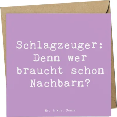 Produktbild von Mr. & Mrs. Panda Klappkarte Spruch Schlagzeuger Spruch - Lavendeltraum - Geschenk, Glückwunschkarte, Schlagzeug, Musik, Instrument, doppelkarte, Beats, Lernen, Lärm, Band