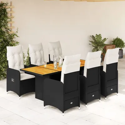Imagen del producto de Juego de jardín tipo bistro de 7 piezas con cojines, color , fabricado en ratán sintético