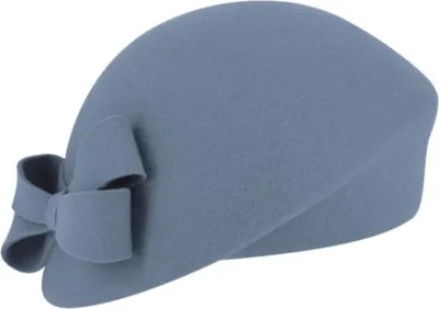 Fiebig schicker asymmetrischer Pillbox-Filzhut mit Schleife in blau