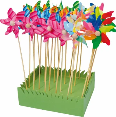 Produktbild von Windräder Hochzeit 24 Stück Deko Windrad, Garten Deko Holz Windrad, Spielzeug Geburtstags Windrad Maße: ca. 8 x 5 x 27 cm Stückpreis 1,37€