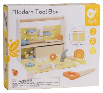 Produktbild von Classic World Holz-Werkzeugkasten modern, 27-teilig.