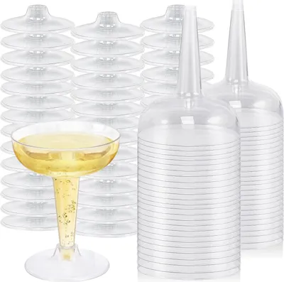 Produktbild von Wiederverwendbare Kunststoff-Champagnergläser - 50 Stück - Coupé - 120 ml - für Hochzeiten, Partys, Picknicks, Geburtstage