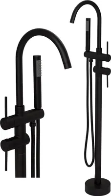 Zdjęcie produktu dla Granitan - Bateria wannowa - Bateria do wanny wys. 114 cm - Bateria czarna - mosiądz - KIVO